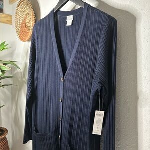 Chico's Women's Ribbed Cardigan (NAVY)